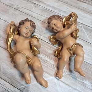 ANRI Wooden Hand Carved Angel/Cherubs Italy Wall Hanging Figurines (Numbered)